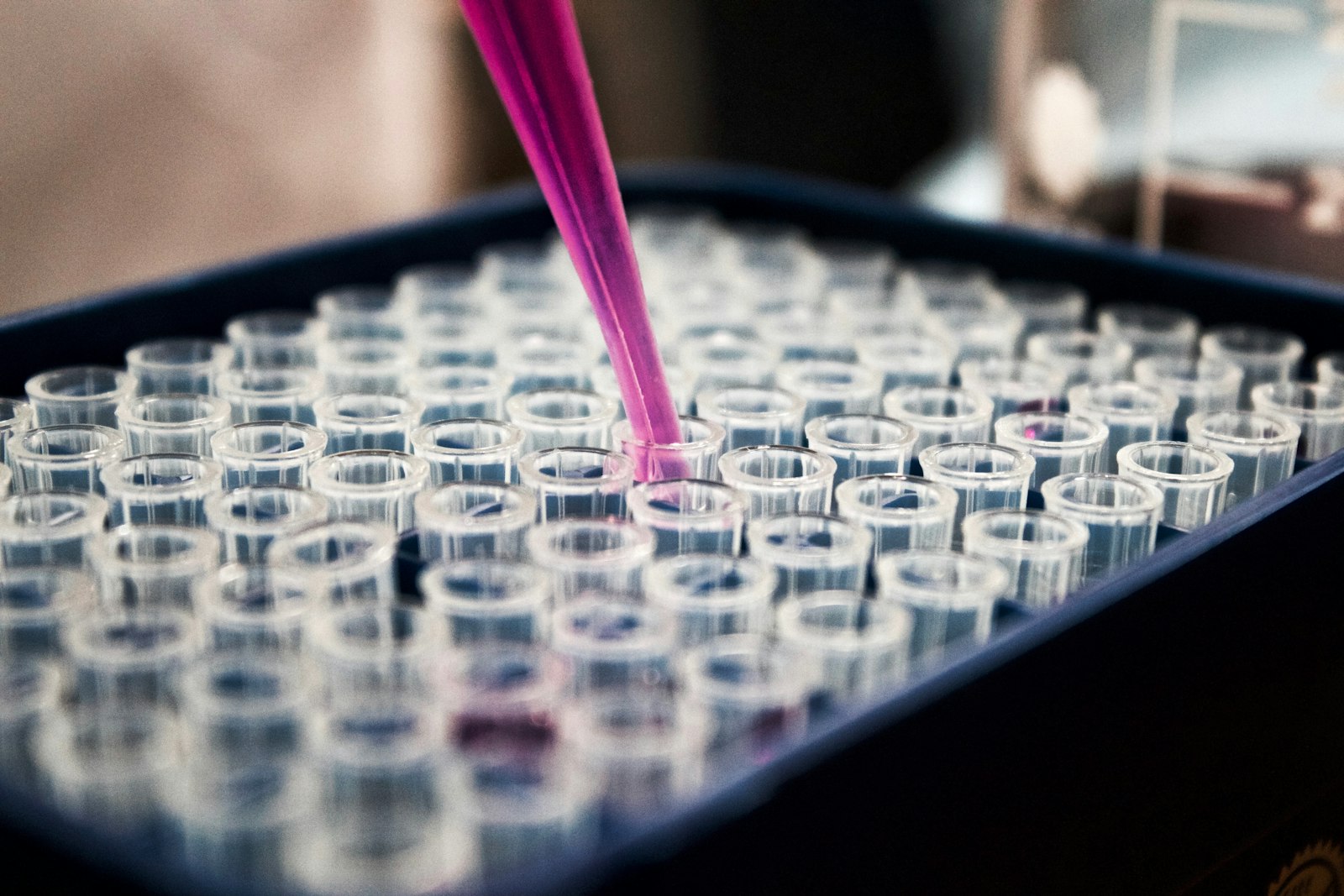 Laboratory vials being filled during a study
